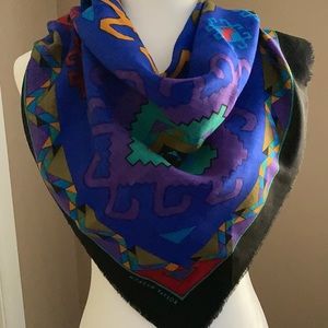 Morgan Taylor 100 per cent Colorful Wool Scarf Vintage Made in Japan